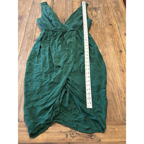 Alice + Olivia 100% Silk Tulip dress Hunter Green Lined Size 12 Holiday Party - Picture 11 of 16